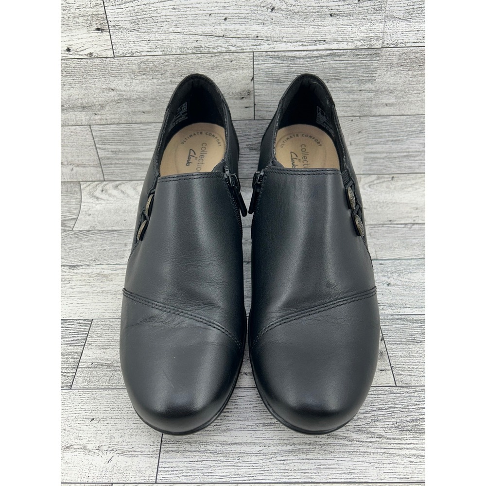 Clarks Collection Black Leather Ultimate Comfort Ankle Shooties Women‎ Size 7M